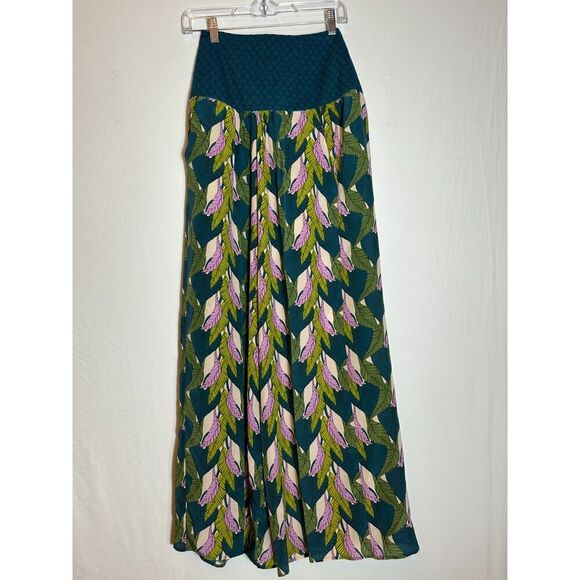 Jaline Teal Flowy Boho Pants Size Small - Picture 3 of 6